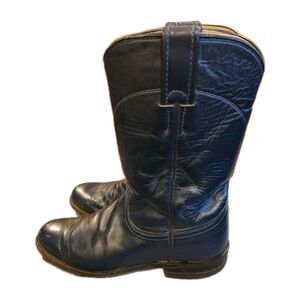 JUSTIN Leather Cowgirl Western Boots Womens Sz 5.5 B Style L3744 Navy Blue *READ